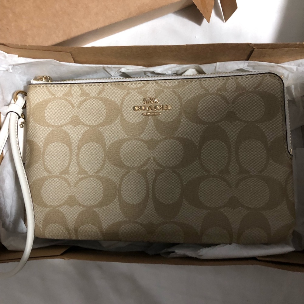Coach double zip wristlet